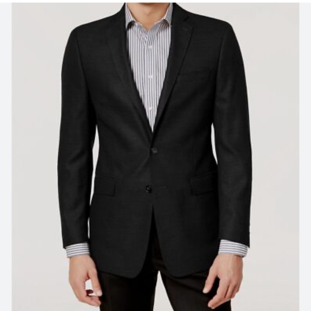 CALVIN KLEIN Macys Black Slim Fit Pinstripe Blazer Sports Jacket 44L